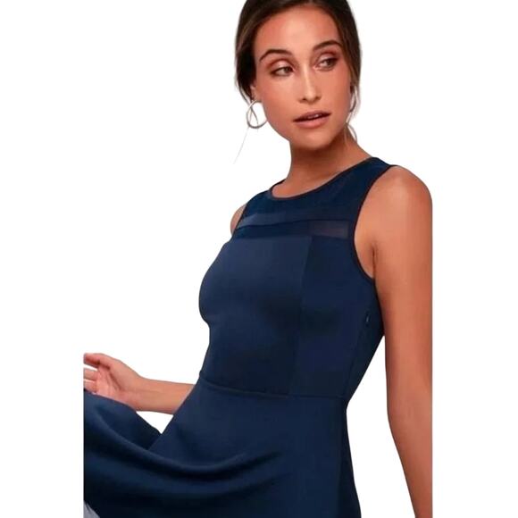Lulu's Sleeveless Navy Blue Final Stretch Fit and Flare Dress - Size Small - Picture 2 of 11